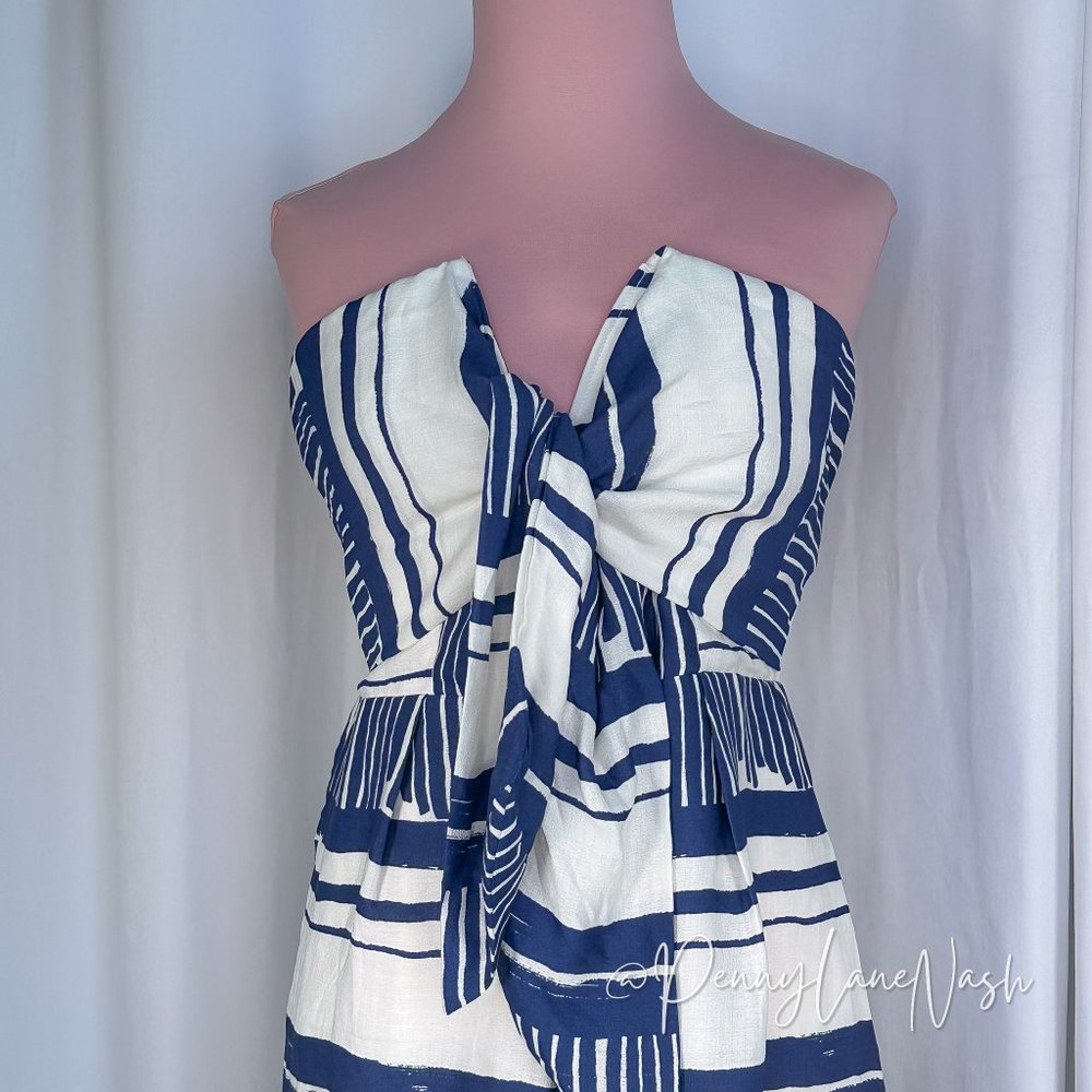 Lulu's Delphi Striped Tie-Front Strapless Romper - image 3